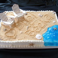 Beach Theme Bridal Shower Cake Made this cake for a client who is having a bridal shower for their granddaughter. Can you guess where they are getting married? LOL. White...