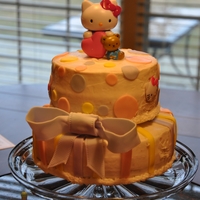 Hello Kitty Baby Shower Cake A baby shower cake for a Hello Kitty fan. Buttercream with fondant decorations. HK herself is a purchased cake topper and kitty heads are...