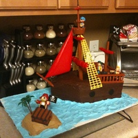 Pirate Ship, Take 2 An improvement on my previous pirate ship. Fudge and buttercream icing.