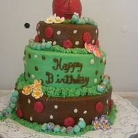 My Daughter's First Birthday Cake Apple cake with cimmamon buttercream. The lil worms are made of fondant.The rest ins buttercream.