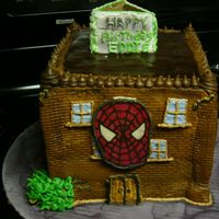 Building Cake Large cake with face drawn out of chocolate