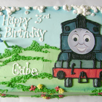Thomas Birthday Cake Freehand Thomas, but I did cheat on the face and just cut it out of paper. Birthday boy couldn't speak he was so excited--it was worth...