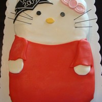 Hello Kitty Graduation Cake Made another one last night for 2010 but camera battery died. So posting this one. Darn, the 2010 came out much better! Carved, fondant.
