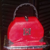 Red Fondant Purse Cake all fondant, wire covered handle