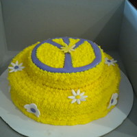 Peace Cake Pineapple cake w/ pineapple buttercream frosting, gum paste flowers and fondant peace sign.