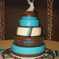 Teal Brown 5 tier my 2nd wedding cake