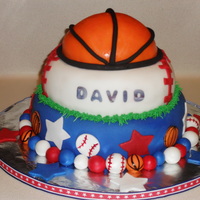 David's Cake My nephew's birthday cake. Bottom layer Devil's Food, second layer Vanilla and the basketball was Devil's Food. Fondant with...