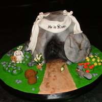 The Empty Tomb Figures and flowers are modeling paste, everything else is MMF. Chocolate fudge cake with cookies and cream BC filling. TFL