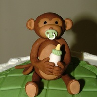 Baby Monkey Topper for a 8" baby shower cake. All handmade.
