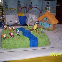 Snow White Sheet Cake And Cottage I made this for my daughter's 3rd bday. She absolutely loved her "house cake" and was thrilled to see Snow White and all her...