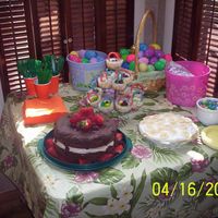 Easter Cakes chocolate raspberry cake, banana cream pie, cheesecake baskets...all very yummy!