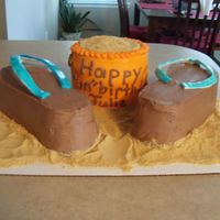 Happy "un"birthday! We had to celebrate some summer birthdays at our school so i decided to make a flip flop cake! I had seen a picture on here that someone...