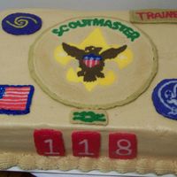 Sout Master Birthday Cake Made this cake for my DH birthday. He is Scout Master of my sons sout troop. Peanut butter cake with beanut butter frosting. FBCT's...