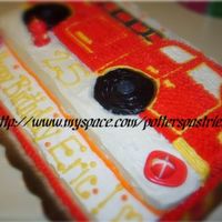 Firetruck Wilton shaped pan, 25th birthday cake for my avid firefighting fiance.