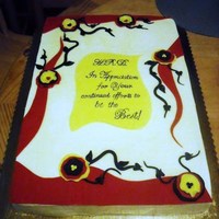 Full Sheet Cake For A Good Friend! Half white, Half Chocolate expresso. Full sheet cake. Tried some new things on it. I wanted the brick color to be rasberry but was...