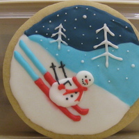 Skiing Snowman Sugar cookie with Antonia74 RI. Design came from a really cool plate that a friend got for Christmas.