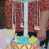 Merry Go Round Baby Cake It was a 12" double layer, 8" single, 6" single and the bear cake. Three layers were fondant. It was fun but if you sell...