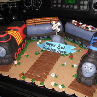 Thomas The Train This cake I made for my nephew 3rd birthday party and the theme was Thomas the tank engine. I had fun. I hope you enjoy the picture.