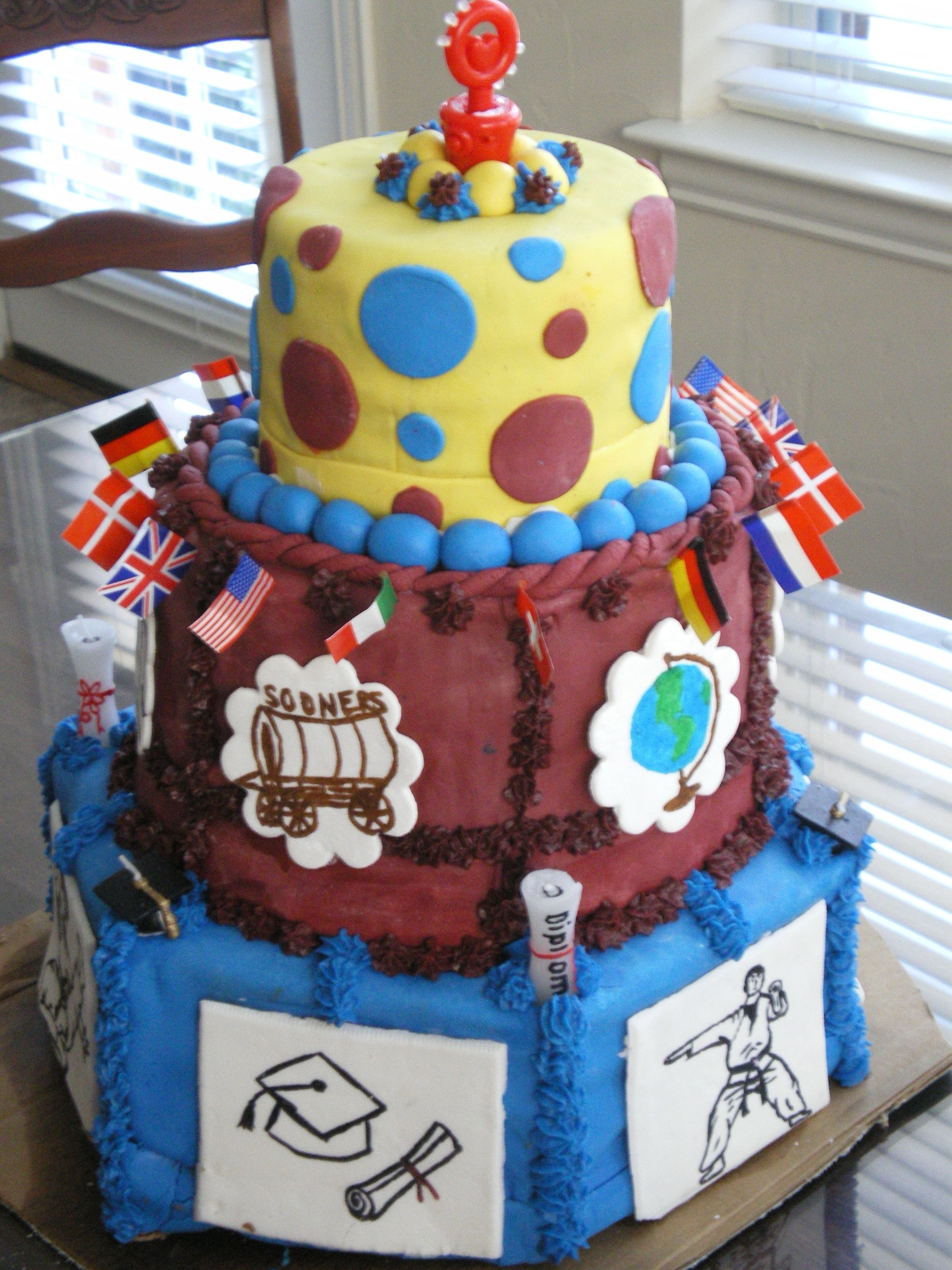 Graduation Cake He liked Tai Kwon Do. Glow-sticking. Metal detecting. OU Sooners. International Relations. And it was his birthday. This was my attempt at...