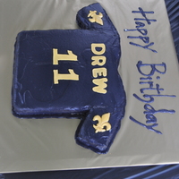 Saints Birthday Cake Cake I made for my son Drew's 11th birthday! Pound cake with mmf.