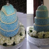 Blue Scrollwork I wish I would have made the different shades of blue a little more contrasting...but I liked this cake =] The little car on top was...