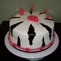 Zebra Print And Hot Pink Dots Just a quick birthday cake I did for a friends' mom. chocolate cake with chocolate buttercream. zebra stripes are a little bigger then...