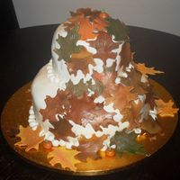 Autumn Cake With Fall Leaves Gumpaste leaves on MMF.