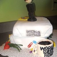 The Office MMF with gumpaste bobble head, paper clips etc.