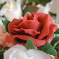 Gum Paste Rose Close up of the roses on the Anniversary Cake