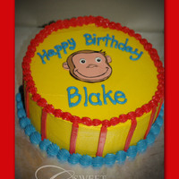 Curious George Curious George 1st birthday cake. All buttercream with fondant curious george face. Thanks for looking!