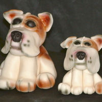 Go Bulldogs The two guys were made from a mixture of gum paste and MMF with extra tylose in it. The bigger dog weighed a 1 1/2 pounds from front paw to...