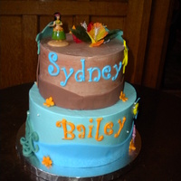 Luau Girls Loved making this cake! top is chocolate with white chocolate mini choco chip mousse, bottom is white with coconut buttercream... SMBC with...