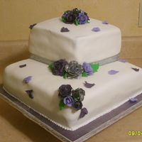 Anniversary Cake 12 in chocolate and 8 in white cake covered in mmf with gumpaste roses. Thanks to Lisa81 for the inspiration and the help on this one!