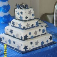 Tiers.jpg 4 tiered cake. Covered in mmf. mmf accents