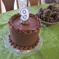 Simple Ganache Cake 6x6 WASC filled with homemade pineapple jam and iced with chocolate ganache. A quickie cake for my 9 year old son.