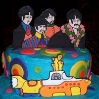Topper For Beatle Cake This is the colorflow topper for a Beatle/Yellow Submarine birthday cake . Buttercream Icing, fondant accents, colorflow Beatle pictures....
