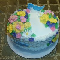 Wilton Class 2 Buttercreme Icing, RI Flowers, Colorflow birds & worm. I loved making the RI flowers. So much fun!