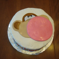 Bobby Jack Blowing A Bubble Customer asked for this picture of bobby jack ontop of cake, the side has large sprinkles half way up and it also came with 12 cupcakes...