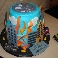 Transformer Cake Buttercream icing with fondant and gumpaste accents. Thamks to those who made transformer cakes and inspired this one!