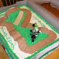 Colton's Birthday Cake 1/2 white 1/2 butter covered in bc