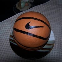 Basket Ball Cake For a friend who loves basketball; red velvet cake w/ BCF filling covered in BBF and MMF