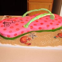 Flip Flop Cake Flip Flop Strawberry Cake. The Flip Flop straps are made with wire and gum paste and them rolled with fondant and sprayed with pearlized...