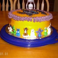 Side Of Webkinz Cake This is the side of the cake and why I was able to be part of decorating the cake. I do love piping animals.