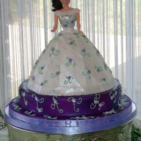Doll In Purple Pretty shades of purple mixed with white and kelly green for a little girls birthday. Fondant draping over butter cream iced chocolate...