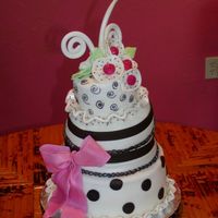 Pink Black And White Party Cake Fondant covered cakes in a whimisical design (Collette Peters) This was a bridal shower but would be great for a birthday celebration as...
