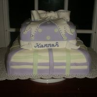 Hannah's Baby Shower Plaid and polka dots. Vanilla cake w fondant. My girlfriend's color theme was purple and green.
