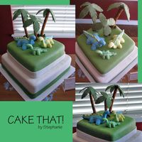 Dinosaur Baby Shower Cake Devils food, with ganache covered in fondant, dinosaur figures are made out of gumpaste. This was a fun cake to do. Im very lucky to have a...