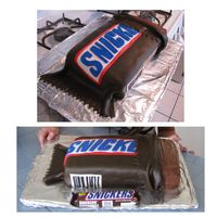 Snickers Candy Bar Birthday Cake My first attempt at this type of cake. it was made for my SIL for her Birthday. Inspiration came after asking her what her favorite sweets...