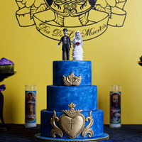 Punk-Rock Wedding Cake This cake was made for a punk-rock wedding photo shoot. The skeletons were hand sculpted in gumpaste as well as the sacred heart.