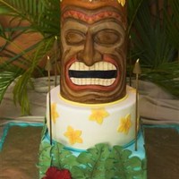 Tiki Cake This is a 5 tier sculpted and molded tiki cake.